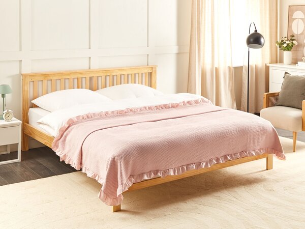 Přikrývka na postel HATTON Bavlna 200 x 220 cm Pastelově růžová