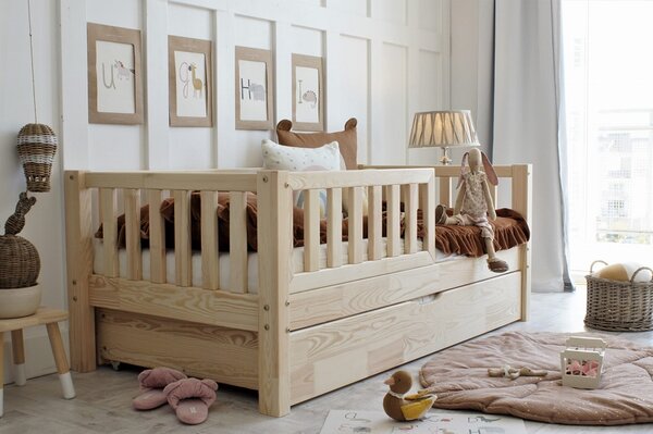 Dětská postel Basic Love se šuplíkem Velikost spací plochy: 120x60, Barva: přírodní dřevo