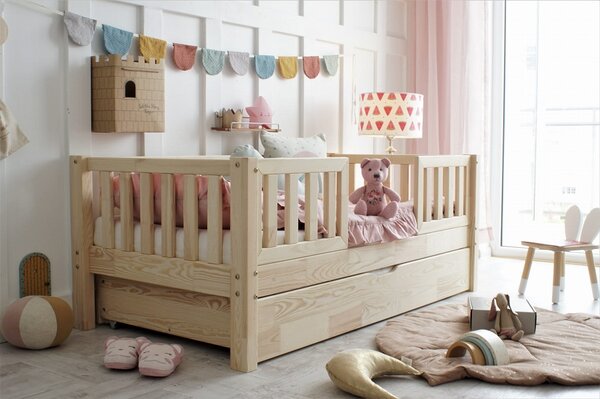 Dětská postel Basic Love Duo se šuplíkem Velikost spací plochy: 120x60, Barva: přírodní dřevo