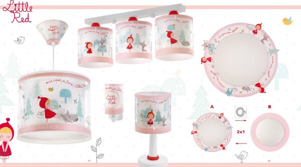 Dalber 61903 LITTLE RED - Dětské stropní svítidlo s Karkulkou (Dětský lustr s motivem Karkulky)