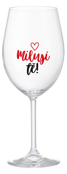 MILUJI TĚ! (SRDÍČKO) - čirá sklenice na víno 350 ml