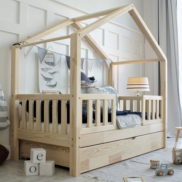 Domečková postel HouseBed Duo Plus 190x90 cm přírodní