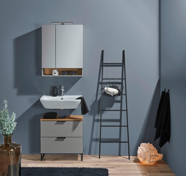 SKŘÍŇKA POD UMYVADLO, šedá, šedá, barvy dubu, 60/60/35 cm home24 - Koupelnové série, Online Only