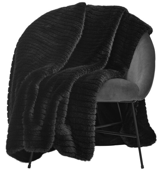 Skinnwille Home Collection Černý pléd Grace Black, kožešinový, 140x220 cm