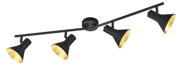 Trio R80164002 NINA -Stropní bodové svítidlo v retro stylu (Naklápěcí světlo na strop v černo-zlaté barvě)