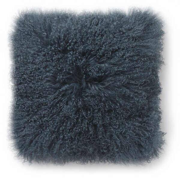 Skinnwille Home Collection Polštář Stormy Blue, tibetská kožešina, modrá, 40x40 cm