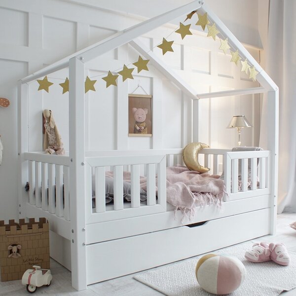 Domečková postel HouseBed Duo Plus 190x90 cm s přistýlkou - bílá