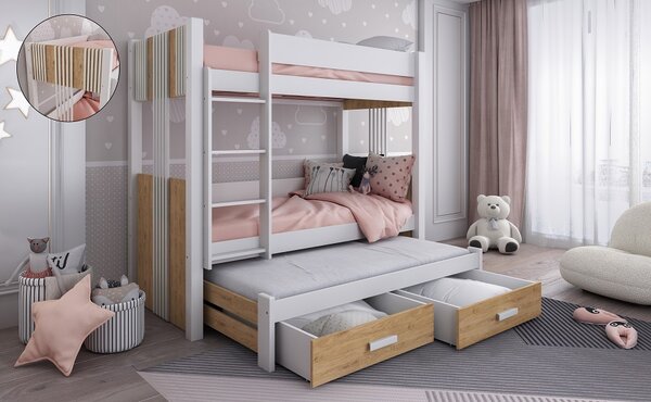 Meblobed Poschoďová postel Arten II. Velikost spací plochy: 180x80, Barva dřeva: bílá akryl, Barva desky: antracit