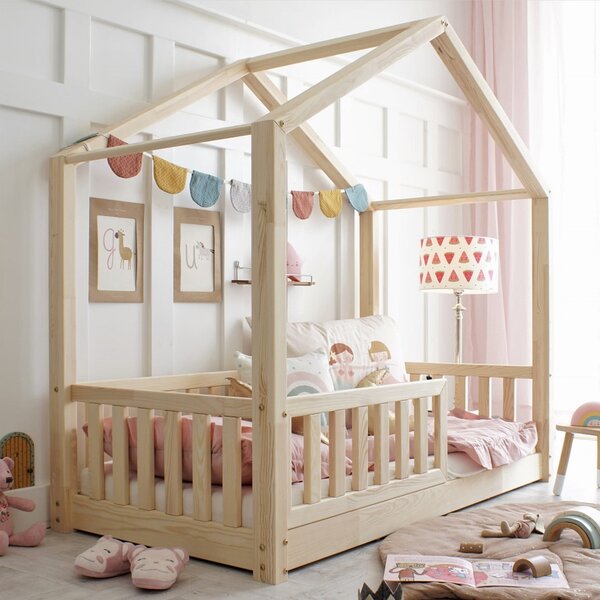 Domečková postel HouseBed Duo 190x90 cm nízká - přírodní