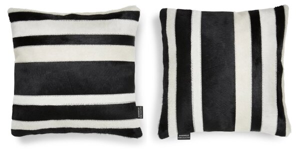 Skinnwille Home Collection Polštář hovězí kůže Stripy, černobílý, 45x45 cm