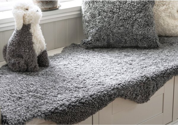 Skinnwille Home Collection Kudrnatá australská kožešina Curly Charcoal, stříbřitě šedá, 135x60 cm