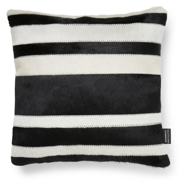 Skinnwille Home Collection Polštář hovězí kůže Stripy, černobílý, 45x45 cm