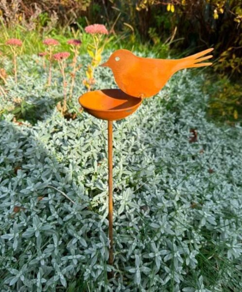 Zahradní dekorace Ptačí pítko, krmítko rezavé