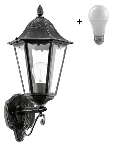 Eglo 93457 NAVEDO černá - Venkovní lucerna + Dárek LED žárovka (Černá venkovní lucerna na zeď)