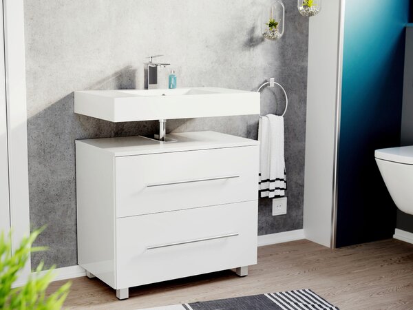 SKŘÍŇKA POD UMYVADLO, vysoce lesklá bílá, vysoce lesklá bílá, 70/63/41,6 cm MID.YOU - Koupelnové série, Online Only