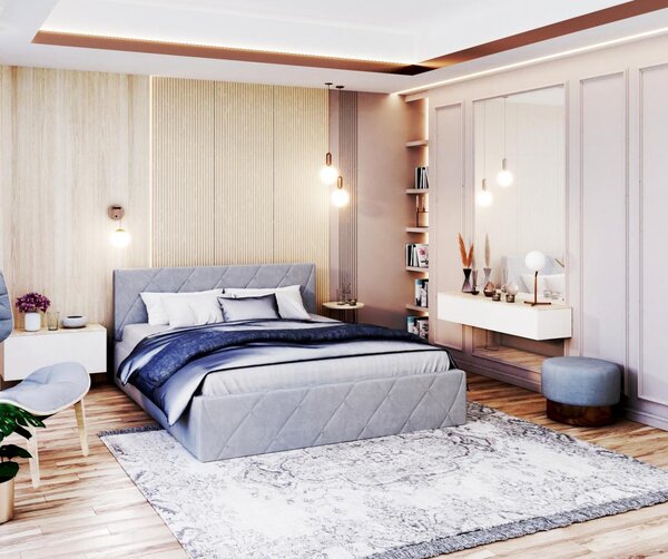 Čalouněná postel Caro TRINITY - šedá Velikost spací plochy: 200x90