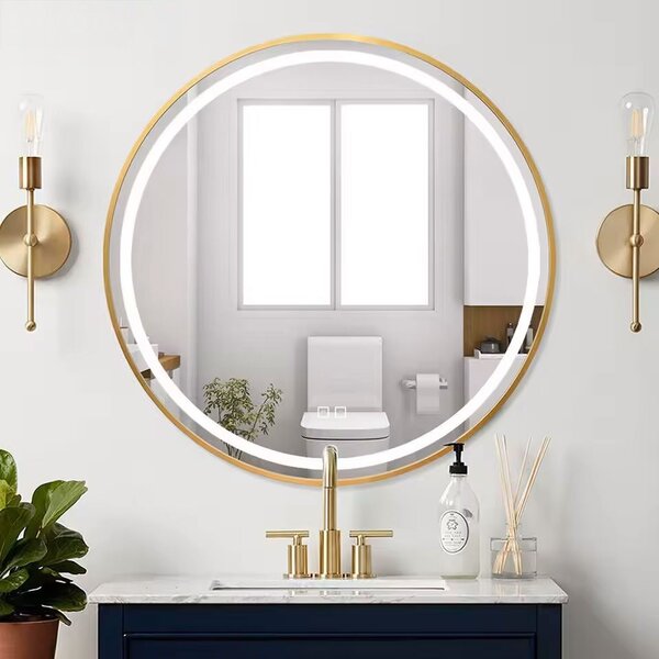 Tutumi Zrcadlo ⌀70 cm s vyhříváním a regulovatelným LED osvětlením HOM-02502, zlaté