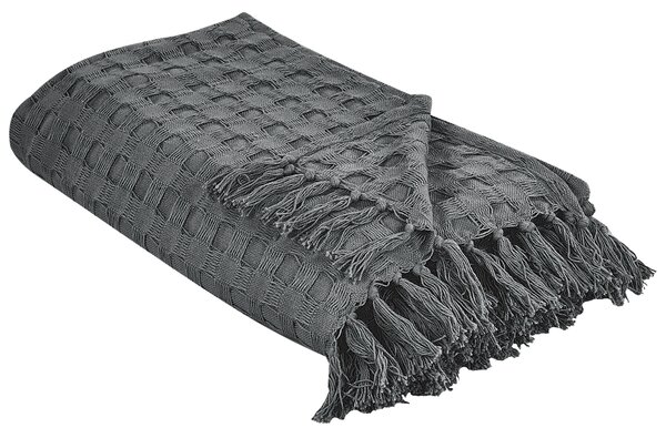 Přikrývka na postel BERE Bavlna 150 x 200 cm Tmavě šedá