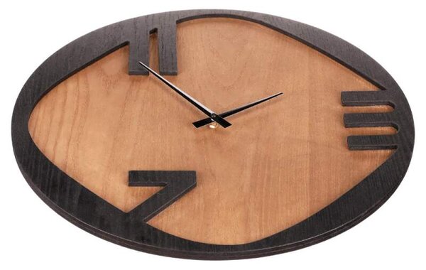 Hodiny nástěnné 45 cm s jasanovou dýhou – hnědé