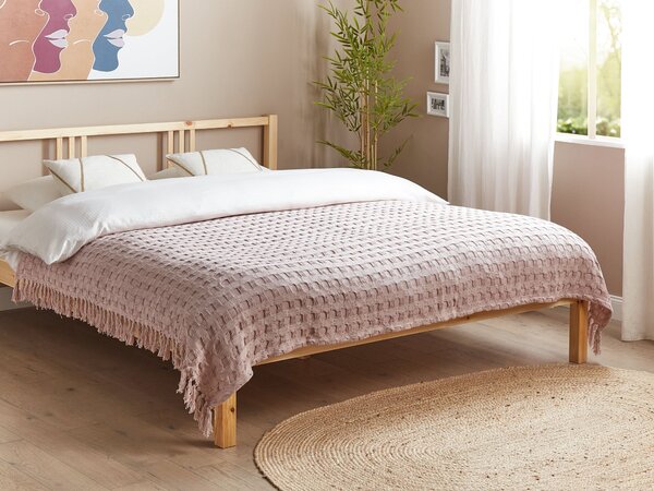 Přikrývka na postel BERE Bavlna 150 x 200 cm Pastelově růžová