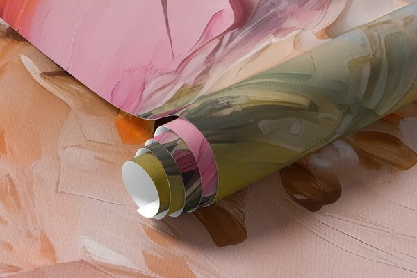 Fototapety Světle růžové květy na světle modrém šedém pozadí, Fototapety 3D, Fototapety 3d květiny, w01039 : uwalls.cz