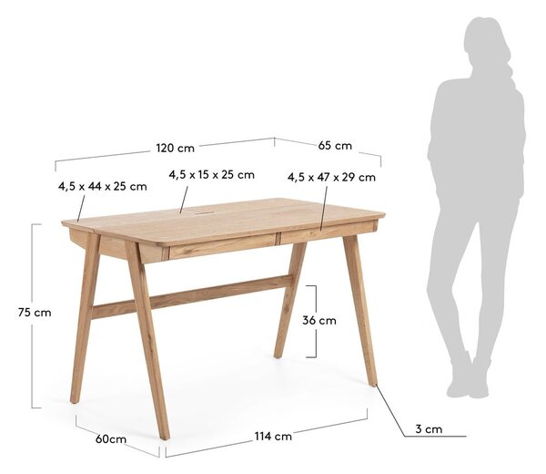 Pracovní stůl Kave Home Jakes Natural, 120 x 65 cm