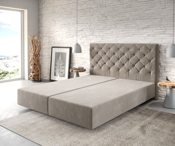 DELIFE Boxspring postel Dream-Great 160x200 cm mikrovlákno béžová