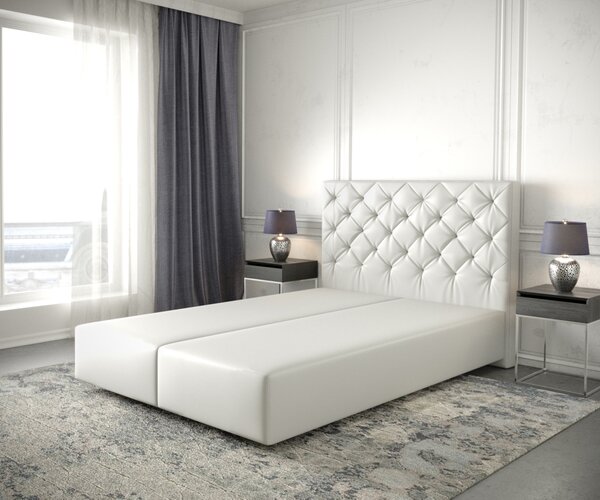 DELIFE Boxspring postel Dream-Great 160x200 cm koženka bílá