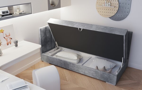 Čalouněná postel Coimbra III - modrá Matrace: pěnová, Barva potahu: Amber 502, Čelo postele: po levé straně