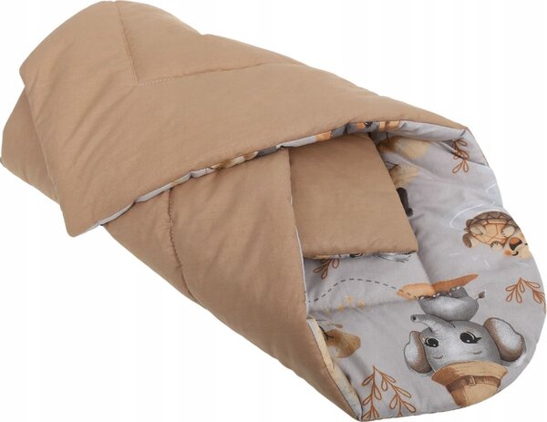 Oboustranná zavinovačka pro miminka 80x80 cm BABYMAM PREMIUM - Dobrodružství v džungli/skořicová