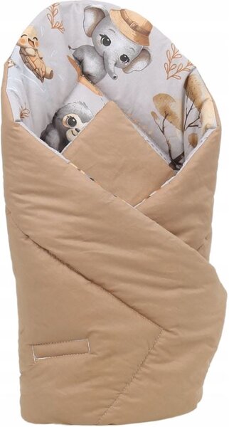 Oboustranná zavinovačka pro miminka 80x80 cm BABYMAM PREMIUM - Dobrodružství v džungli/skořicová