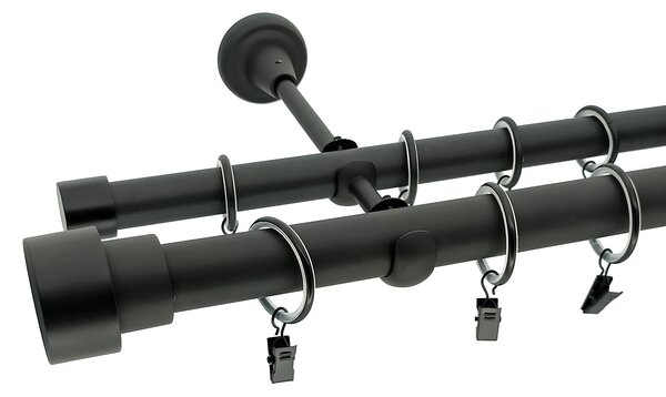 Kovovégarnýže.cz Garnýž Goddo elegance 25 mm černá matná Varianta jednořadá nebo dvouřadá: Jednořadá, Délka: 120 cm, Uchycení látky: Kroužky s žabkou