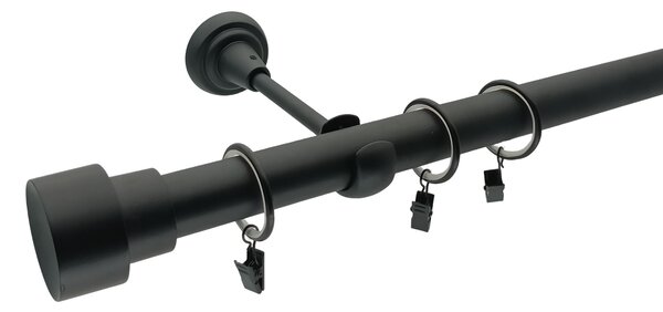Kovovégarnýže.cz Garnýž Goddo elegance 25 mm černá matná Varianta jednořadá nebo dvouřadá: Jednořadá, Délka: 120 cm, Uchycení látky: Kroužky s žabkou