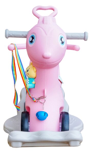 Aga4Kids Plastový houpací koník 2v1 DS3803 Růžový