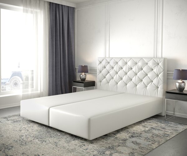 DELIFE Boxspring postel Dream-Great 140x200 cm koženka bílá