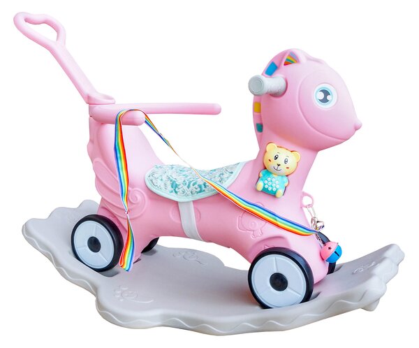 Aga4Kids Plastový houpací koník 2v1 DS3803 Růžový