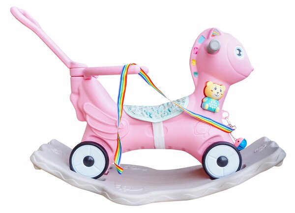 Aga4Kids Plastový houpací koník 2v1 DS3803 Růžový