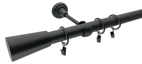 Kovovégarnýže.cz Garnýž Classico elegance 25 mm černá matná Varianta jednořadá nebo dvouřadá: Jednořadá, Délka: 120 cm, Uchycení látky: Kroužky s žabkou