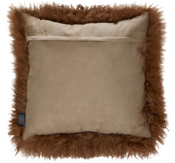 Skinnwille Home Collection Polštář tibetská kožešina Shansi Cognac, koňaková, 40x40 cm