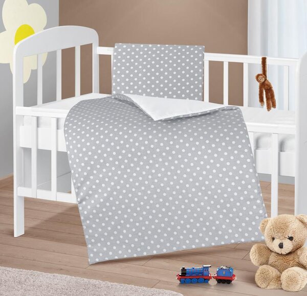 BELLATEX Peřinka a polštářek pro kojence Šedá,Bílá 75x100 cm, 42x32 cm