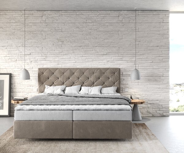DELIFE Boxspring postel Dream-Great 180x200 cm mikrovlákno béžová s matrací a topperem