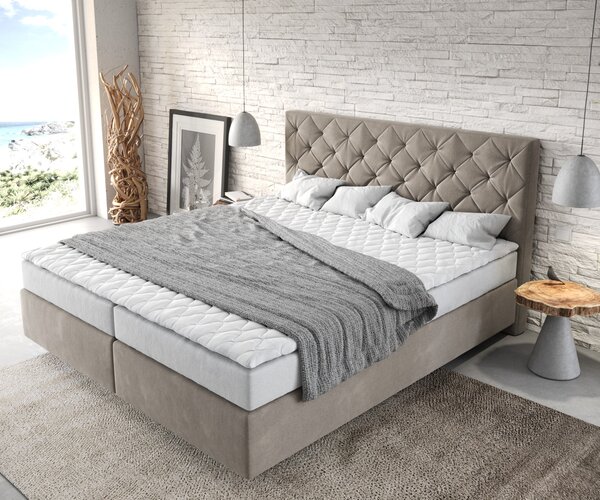 DELIFE Boxspring postel Dream-Great 180x200 cm mikrovlákno béžová s matrací a topperem