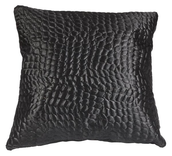 Skinnwille Home Collection Polštář hovězí kůže Croco Black Patty, černá, 45x45 cm