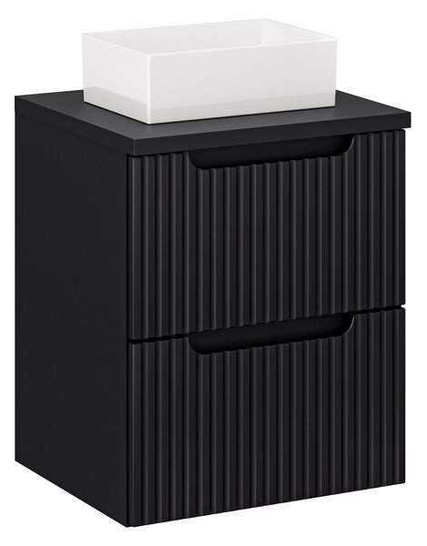 Comad Koupelnová skříňka s deskovým umyvadlem Nova Black 50 černá matná (2 zásuvky)