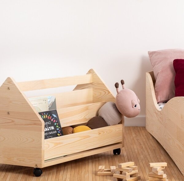 Domečková patrová dětská postel z masivního dřeva 90x200 cm v přírodní barvě Mila DMP