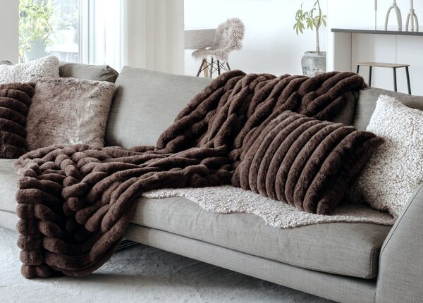 Skinnwille Home Collection Hnědý pléd Wave Darkbrown, 120x180 cm