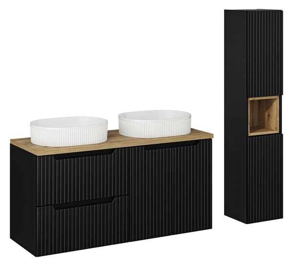 Comad Set koupelnového nábytku Nova Black 120 dub wotan/černá mat (7 kusů nábytku)