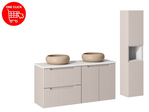 Comad Set koupelnového nábytku Nova Cashmere 120 kašmír mat/bílá mat (7 kusů nábytku)