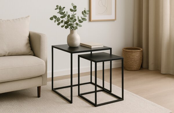 WOOOD Set dvou černých odkládacích stolků Nodens 40 x 40/45 x 45 cm