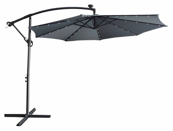 KONDELA Zahradní LED slunečník, šedá, 3 m, LINDAN